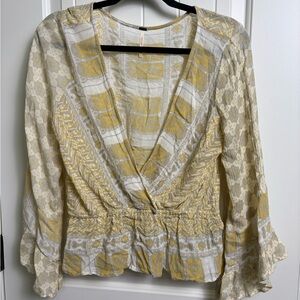 Free People lightweight Yellow Floral Wrap-Style Women's Top